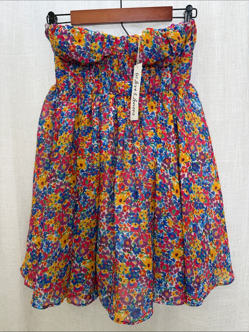 For Love & Lemons Strapless Floral Dress Size Small Brand New W/Tags